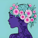 A woman with flowers on her head for mental health