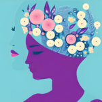 Woman with flowers on her head for mental health
